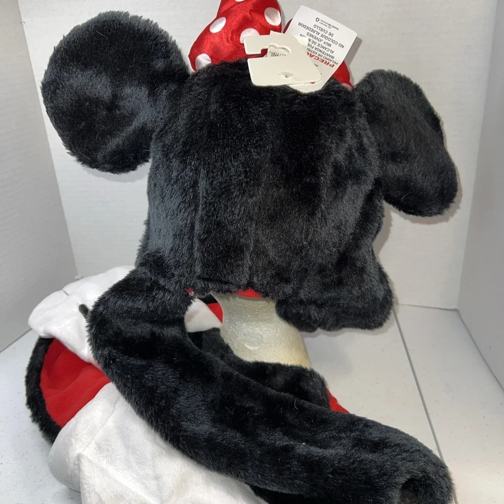 Disney Parks Minnie Mouse Mickey Mouseketeers Faux‎ Fur Hat w/ Scarf Mittens NWT